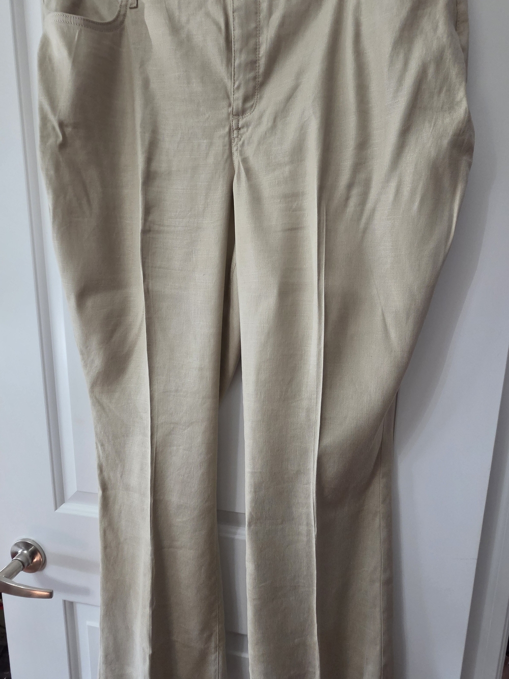 NWT Curves 360 by NYDJ The Trouser Pants Women's Size 16 Straw Tan Linen Blend
